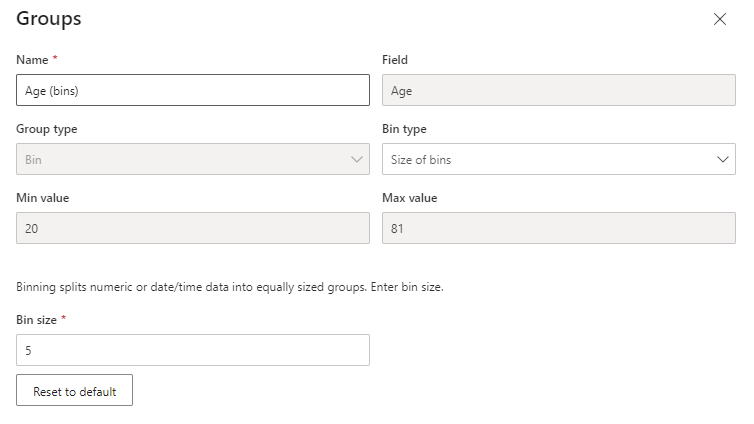 Histogram settings in Power BI